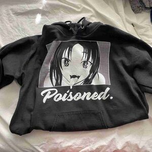 Black Graphic Hoodie with Anime Design